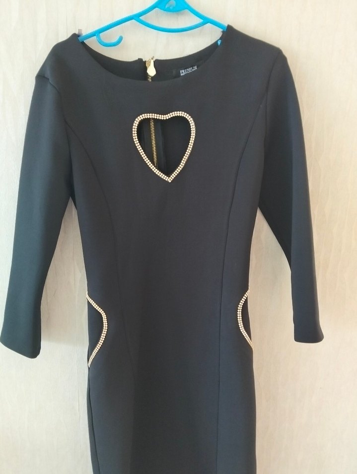 Zincir Detaylı Siyah Uzun Kollu Kadın Elbise - Görsel 3