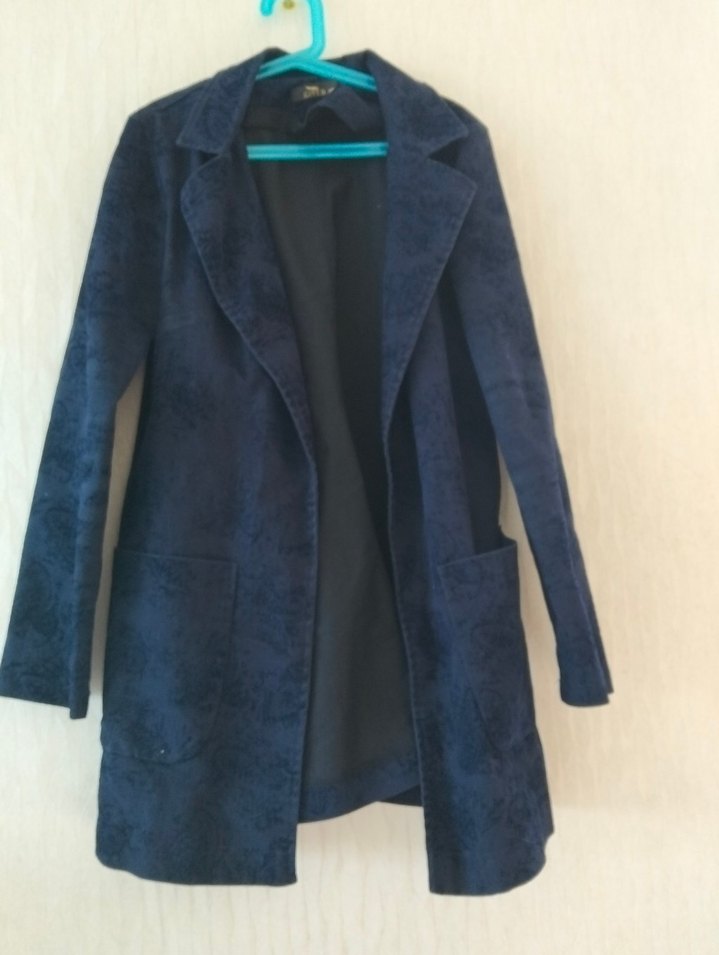 Lacivert Kadın Süet Uzun Ceket - Görsel 2