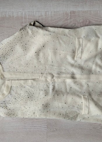 m Beden SİLK AND CASHMERE Beyaz Pamuklu Kadın Hırka