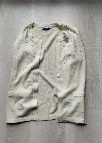 SİLK AND CASHMERE Beyaz Pamuklu Kadın Hırka - Görsel 5