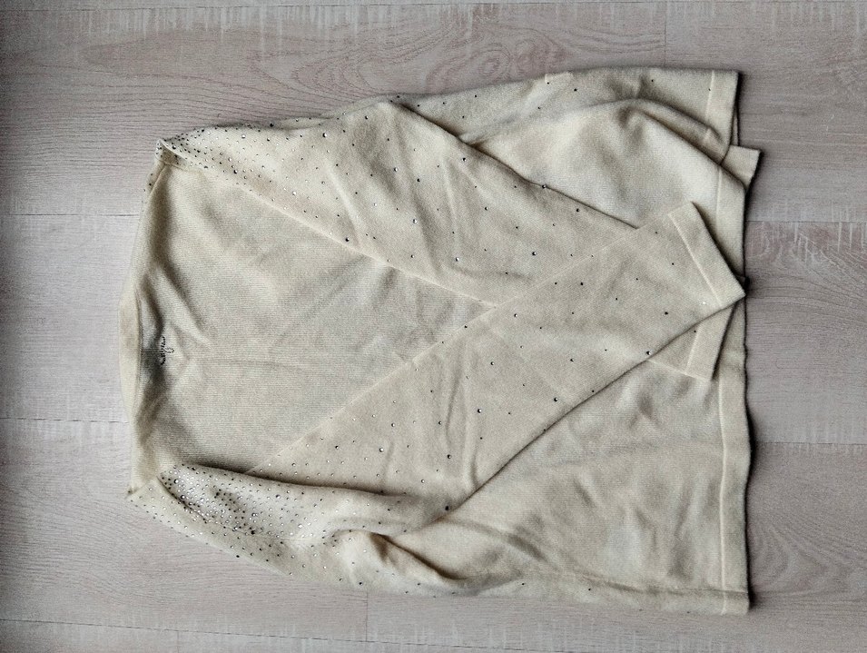 SİLK AND CASHMERE Beyaz Pamuklu Kadın Hırka - Görsel 4