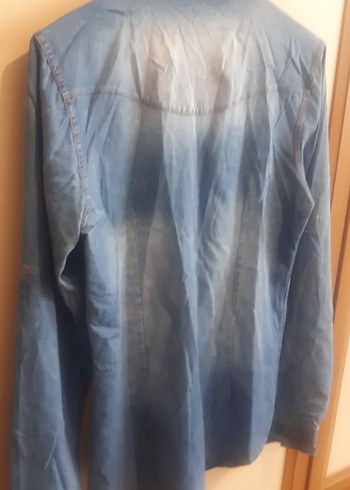 s Beden mavi Renk Kadın Mavi Denim Düğmeli Gömlek