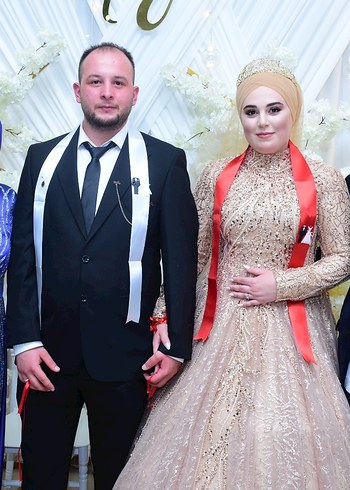 Abiye Mavi Drapeli Uzun Kollu Abiye Elbise