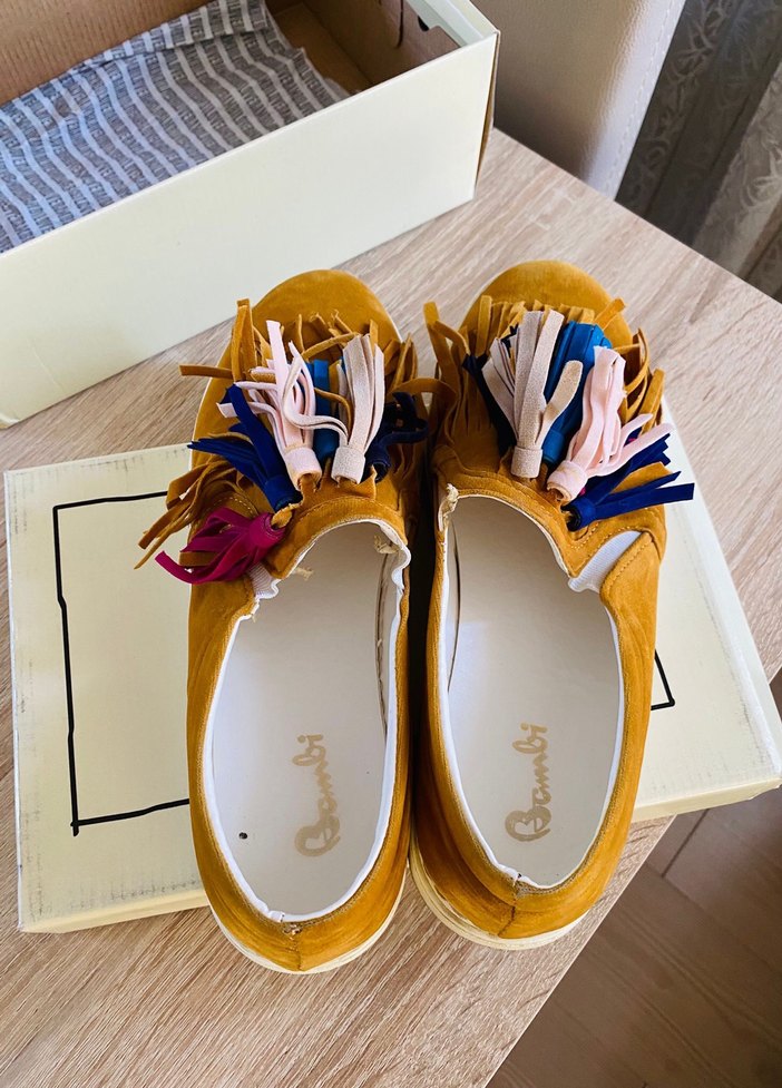 Renkli püsküllü süet bohem platform spor ayakkabı - Görsel 3