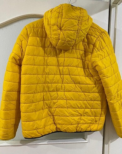 13-14 Yaş Beden sarı Renk Erkek çocuk kapüşonlu şişme mont