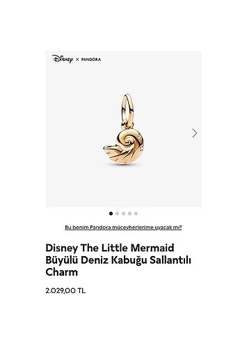 Pandora deniz kabuğu charm