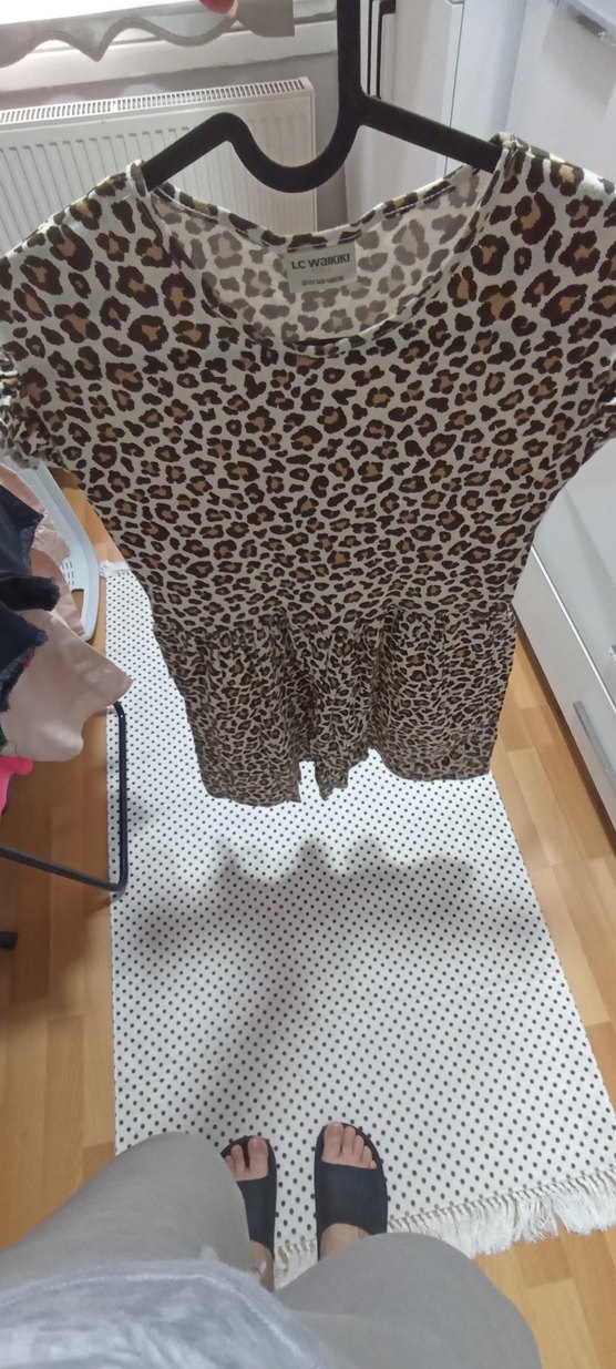 Kız Çocuk Leopar Desenli Elbise - Görsel 4