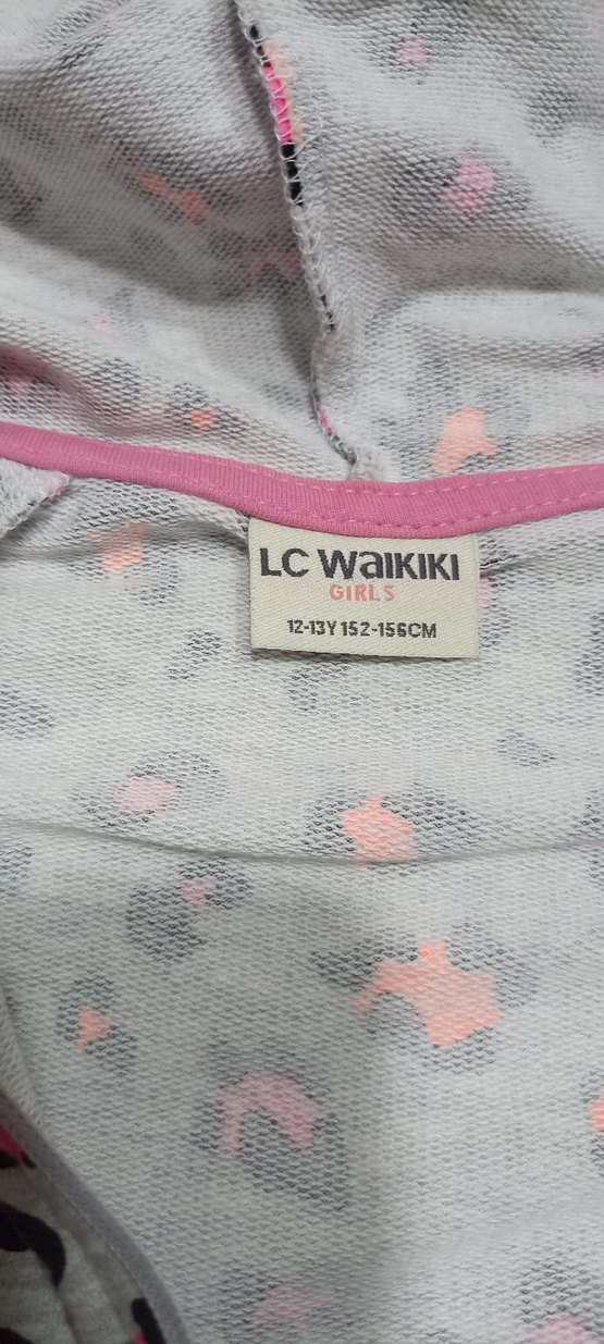 Kız Çocuk Gri Leopar Desenli Fermuarlı sweatshirt - Görsel 2