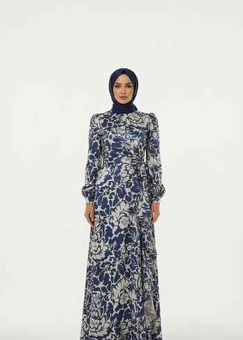 Bohem Uzun Kol Detaylı Lacivert Elbise - Görsel 3