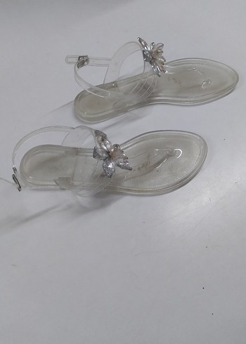 Şeffaf Topuklu Beyaz Kadın Sandalet