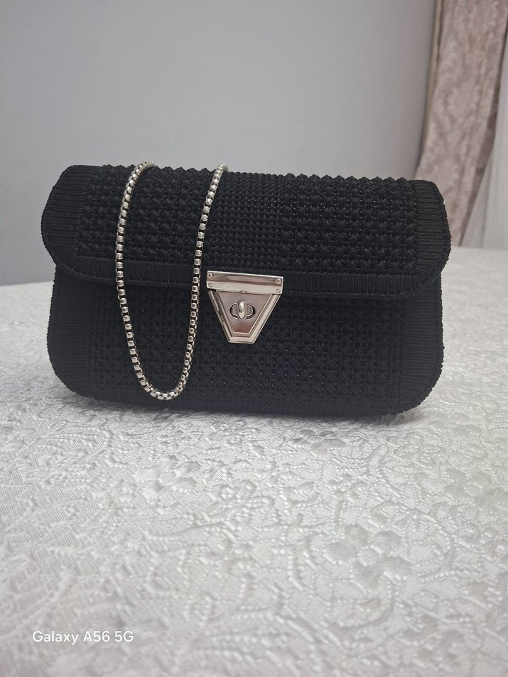 Siyah  el Örgüsü Kadın Çanta - Görsel 5