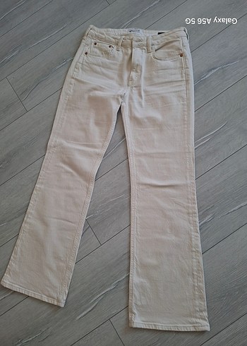 ekru Midi Kadın Denim Pantolon