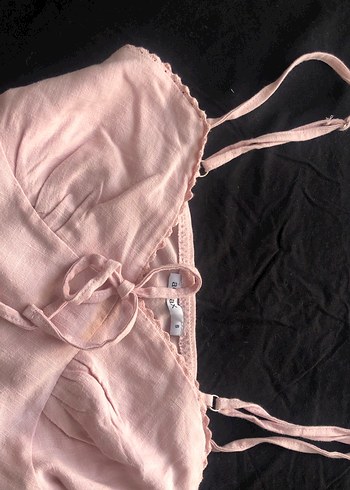 Dantelli Pembe İnce Askılı V Yaka Kadın Üst - Görsel 2