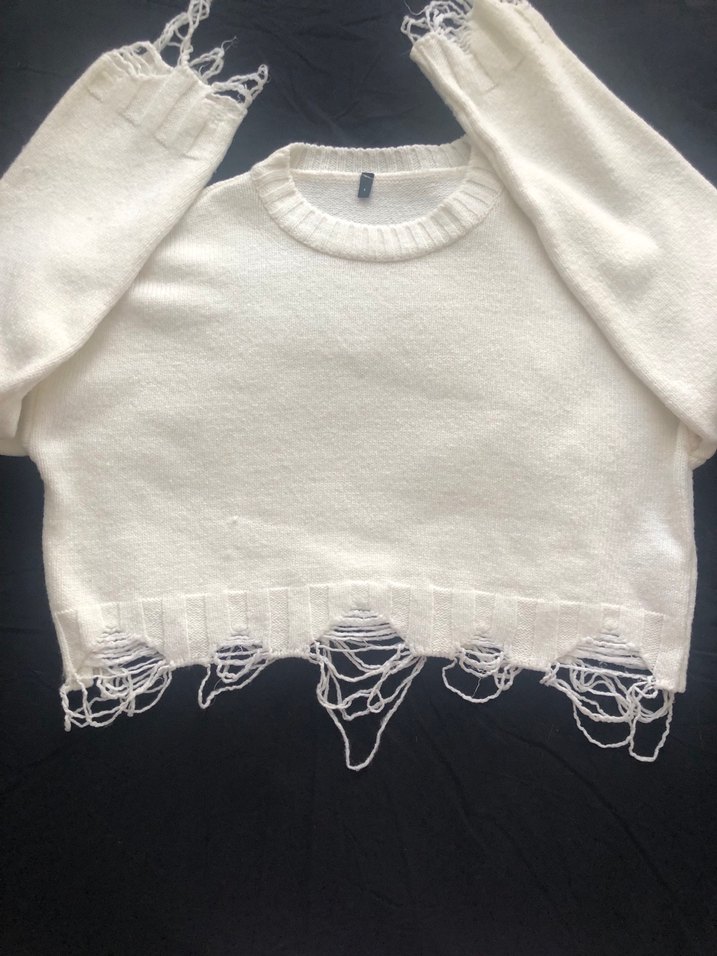 Beyaz Örgü Kadın Kazak - Görsel 2