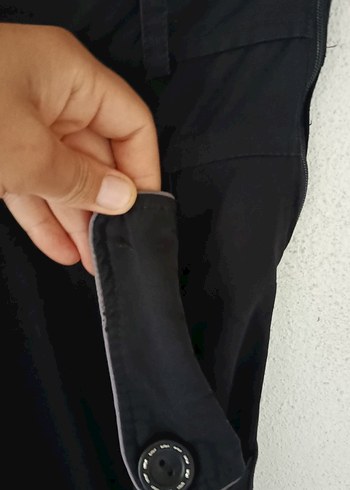 40 Beden Düğmeli Siyah Keten Uzun Etek