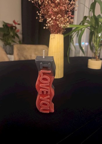 Diğer Renkli 'LOVE YOU' Yazılı Turuncu Mum