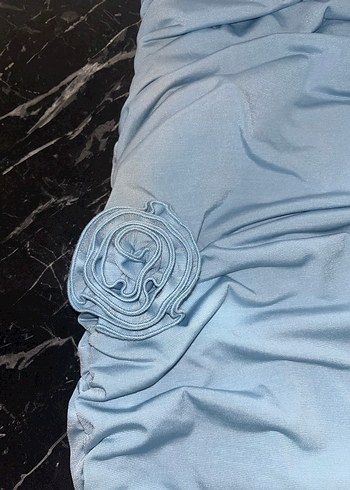 Mavi İnce Askılı Mini Elbise - Görsel 4