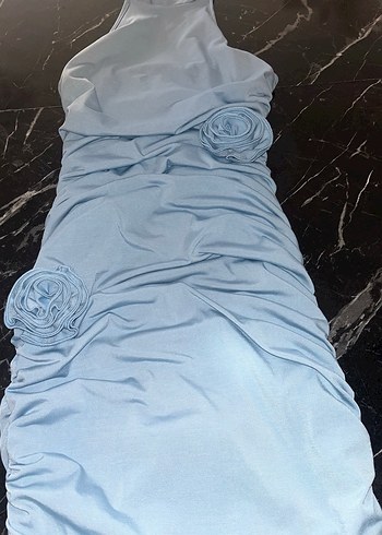 Mavi İnce Askılı Mini Elbise - Görsel 3