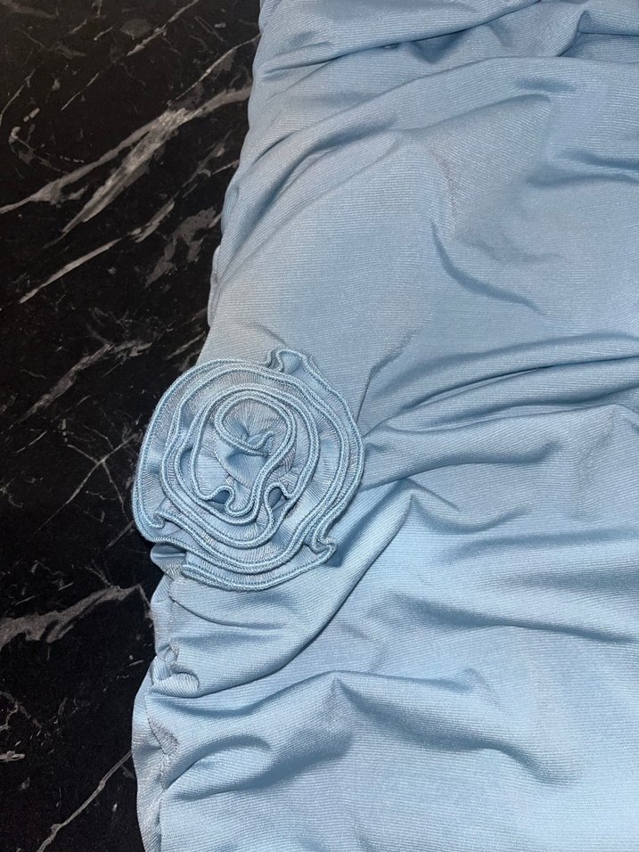 Mavi İnce Askılı Mini Elbise - Görsel 4