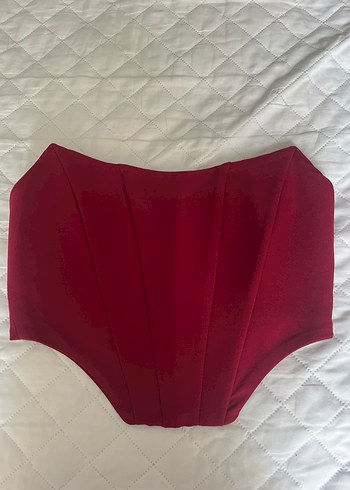 Bordo Straplez Büzgülü Kadın Büstiyer