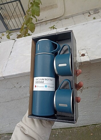500ML 3 Bardaklı Çelik Termos 