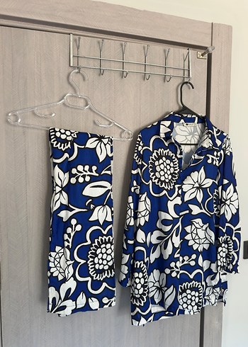 Mavi Desenli saten takım - Görsel 2