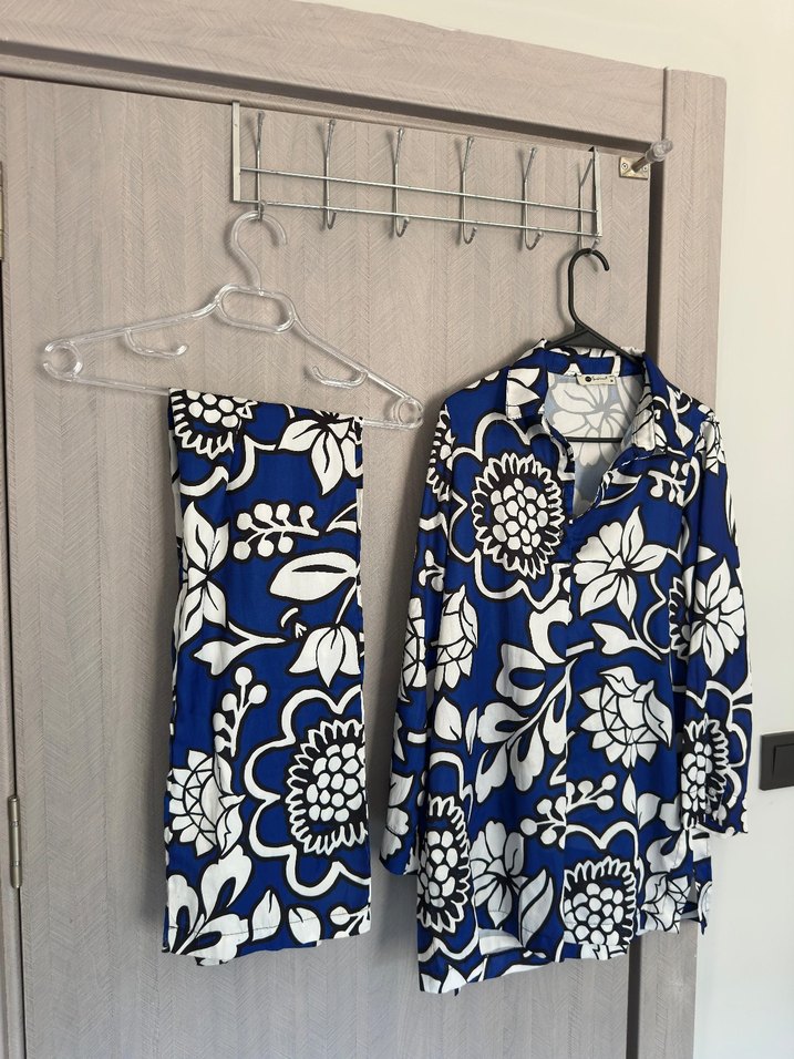 Mavi Desenli saten takım - Görsel 2