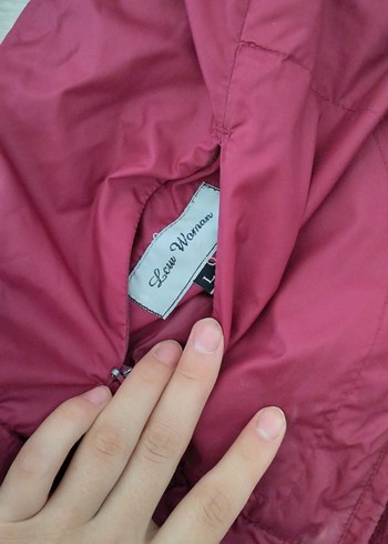 l Beden Bordo Kapüşonlu Fermuarlı Kadın Ceket