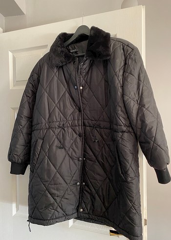 Kürklü Siyah Kadın mont - Görsel 5