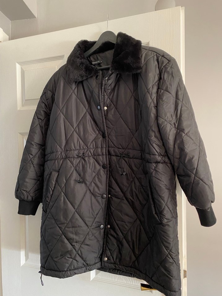 Kürklü Siyah Kadın mont - Görsel 5