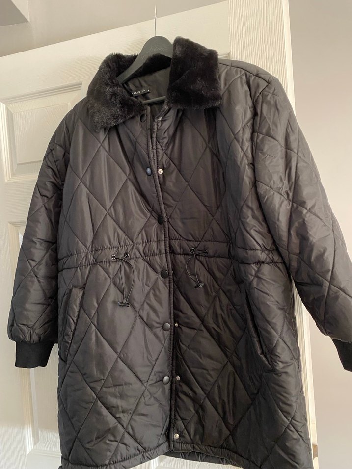 Kürklü Siyah Kadın mont - Görsel 4