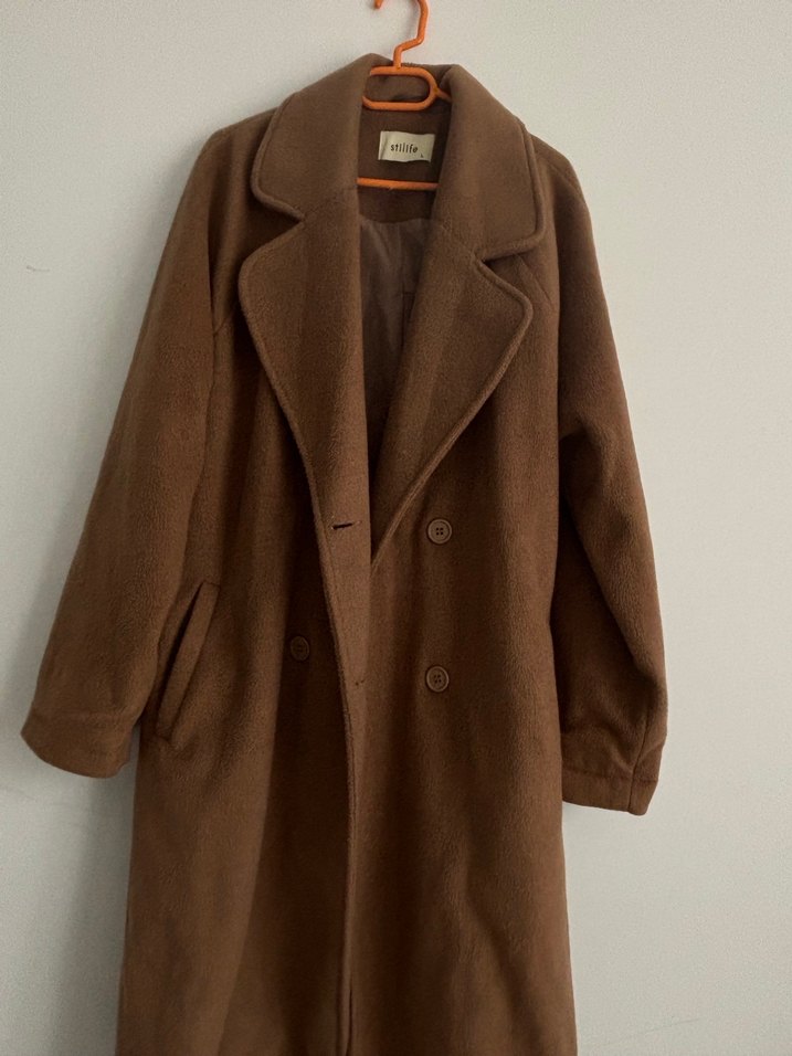 Kahverengi Çift Düğmeli Kaban - Görsel 2