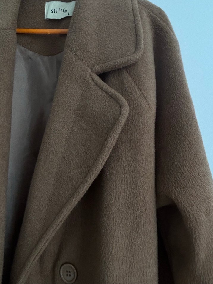 Kahverengi Çift Düğmeli Kaban - Görsel 3