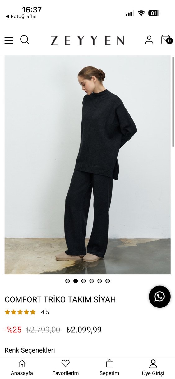 Kadın Siyah Rahat Kesim Boğazlı Takım - Görsel 3