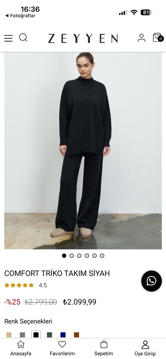 Kadın Siyah Rahat Kesim Boğazlı Takım - Görsel 2