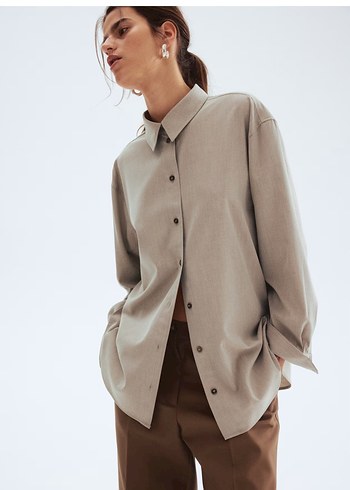 H&M Bej Oversize Keten Gömlek