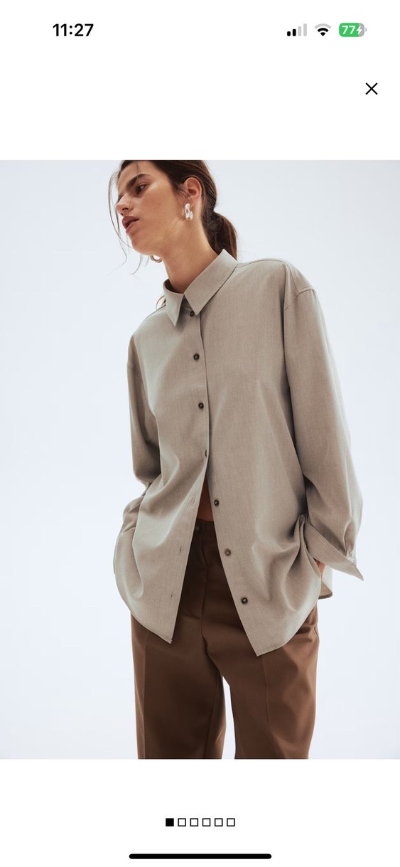 Bej Oversize Keten Gömlek - Görsel 2