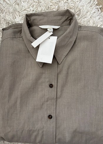 Bej Oversize Keten Gömlek - Görsel 3