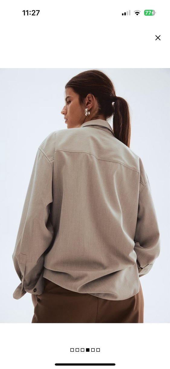 Bej Keten Kadın Gömlek, Uzun Kollu, Regular Fit - Görsel 2