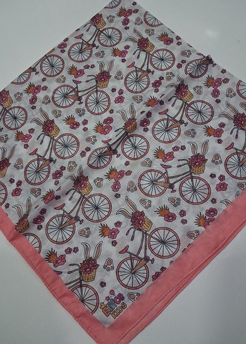 Çiçekli Bisiklet Desenli Renkli çocuk başörtüsü - Görsel 14
