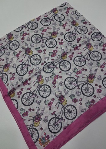 Çiçekli Bisiklet Desenli Renkli çocuk başörtüsü - Görsel 12