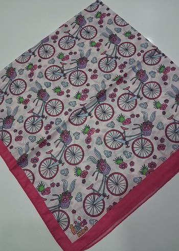 Çiçekli Bisiklet Desenli Renkli çocuk başörtüsü - Görsel 13