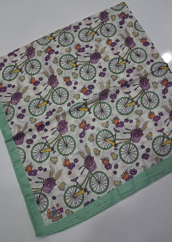 Çiçekli Bisiklet Desenli Renkli çocuk başörtüsü - Görsel 17