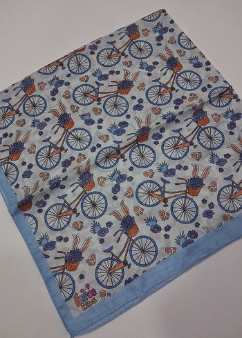 Çiçekli Bisiklet Desenli Renkli çocuk başörtüsü - Görsel 8