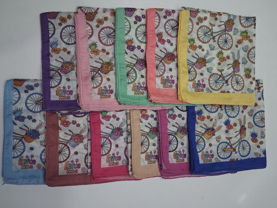 Çiçekli Bisiklet Desenli Renkli çocuk başörtüsü - Görsel 4