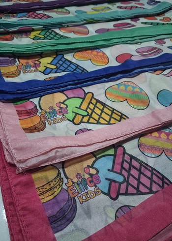 Çocuklar için Pastel Renkli Çok Desenli Başörtü - Görsel 9