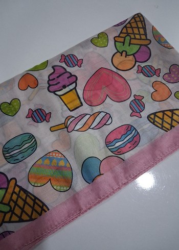 Çocuklar için Pastel Renkli Çok Desenli Başörtü - Görsel 2