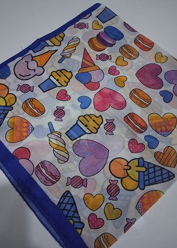 Çocuklar için Pastel Renkli Çok Desenli Başörtü - Görsel 4