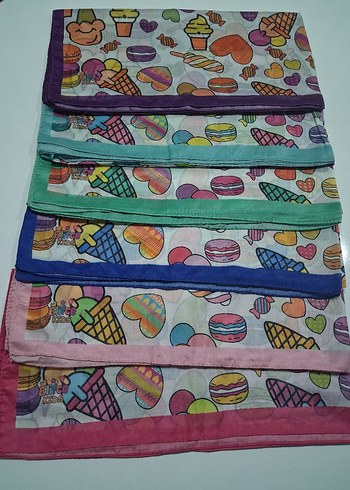 Çocuklar için Pastel Renkli Çok Desenli Başörtü - Görsel 8