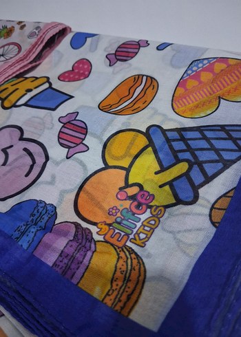 Çocuklar için Pastel Renkli Çok Desenli Başörtü - Görsel 6